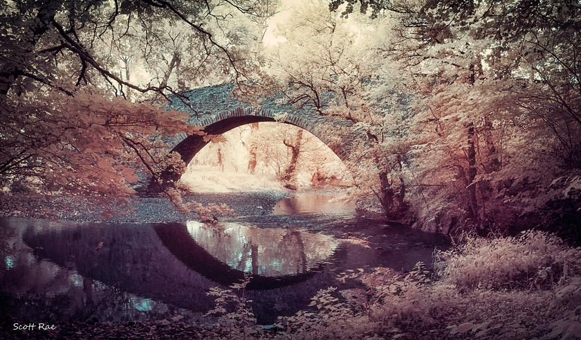 manor Bridge IR 
 Keywords: Borders scotland autumn panorama infrared Peebles water trees river bridge