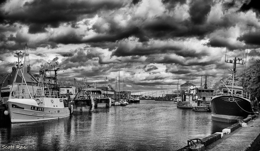 Eyemouth Harbour IR 
 Keywords: borders sea water coast transport b&w infrared summer scotland