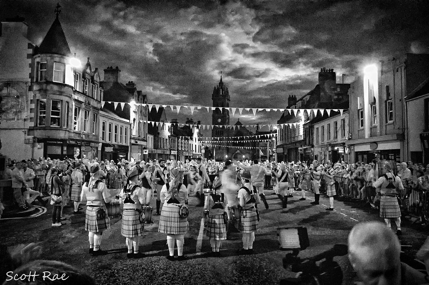 Cornets Reel IR 
 Keywords: peebles scotland borders church town people summer infrared b&w sunset