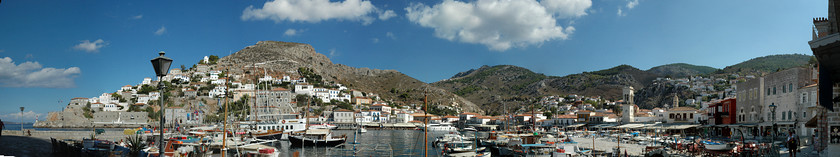 hydra 
 Panorama of Hydra, Greece 
 Keywords: greece europe panorama summer coast sea water buildings world