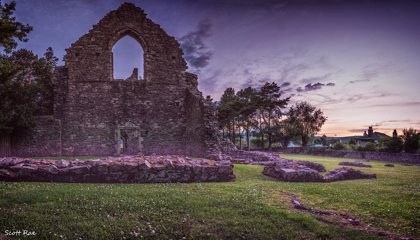 Cross Kirk 
 Keywords: church peebles sunset scotland borders panorama summer trees