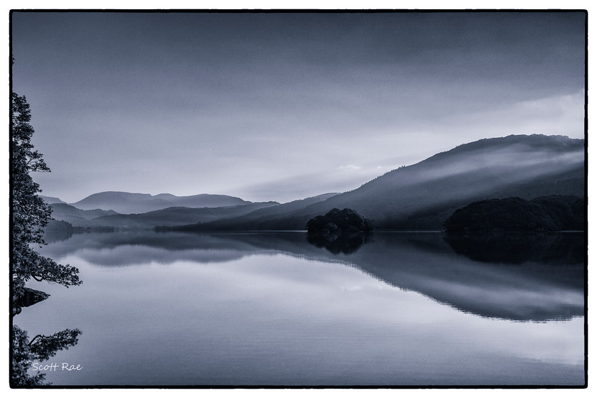 Coniston-Dawn-b&w 
 Keywords: uk nw england summer mountains sunrise lake water b&w