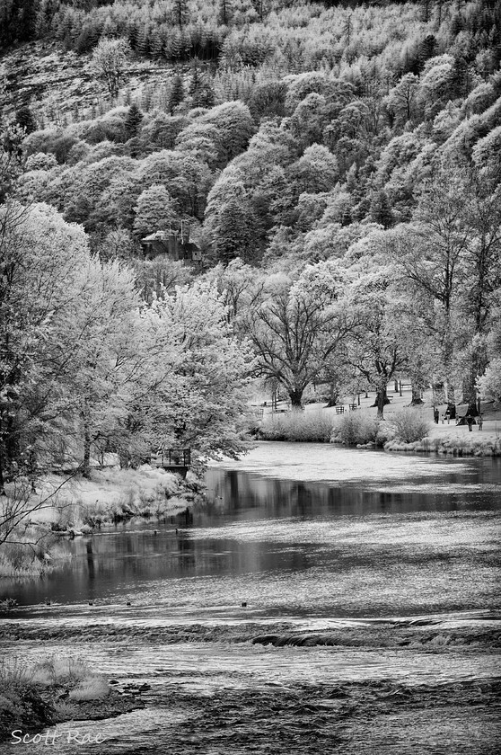 Tweed View IR 
 Keywords: peebles town infrared summer trees borders scotland river castle water hills