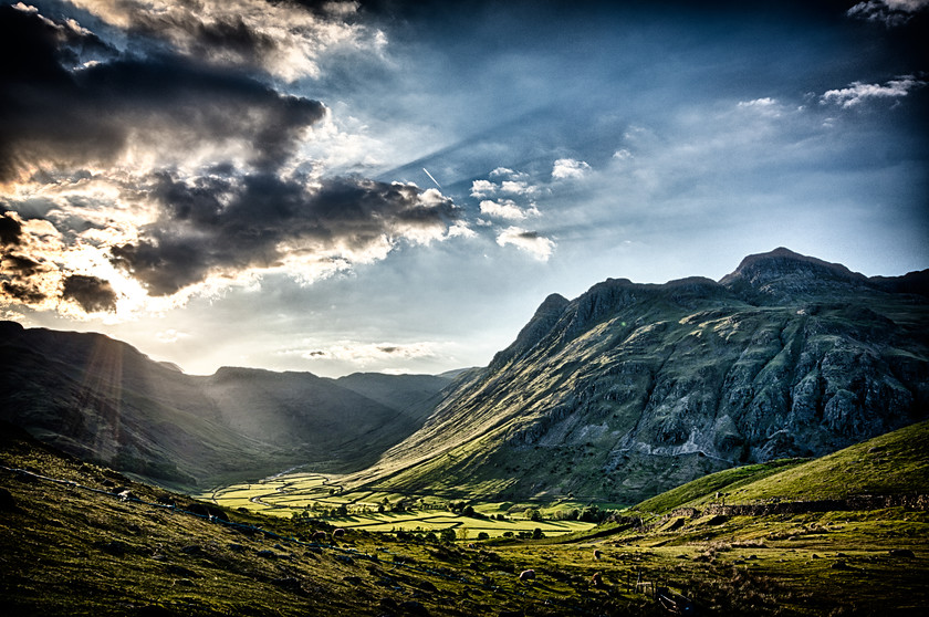 Langdale-Pikes-HDR-strong 
 Keywords: uk nw england summer mountains trees sunset hdr