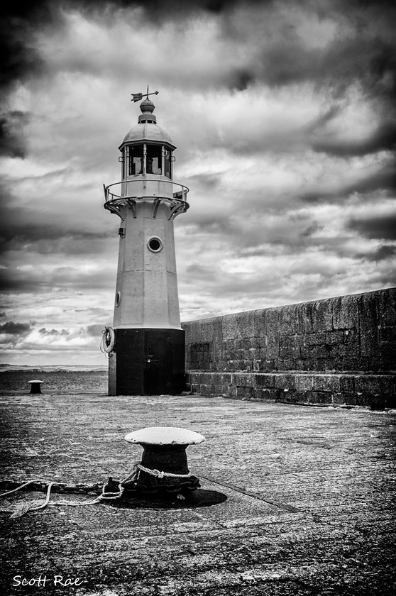 Mevagussey Light IR 
 Keywords: sea coast water buildings cornwall sw england winter infrared b&w