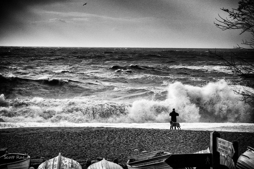 Burton Bradstock Storms 
 Keywords: dorset uk sw water sea coast abstract winter infrared b&w